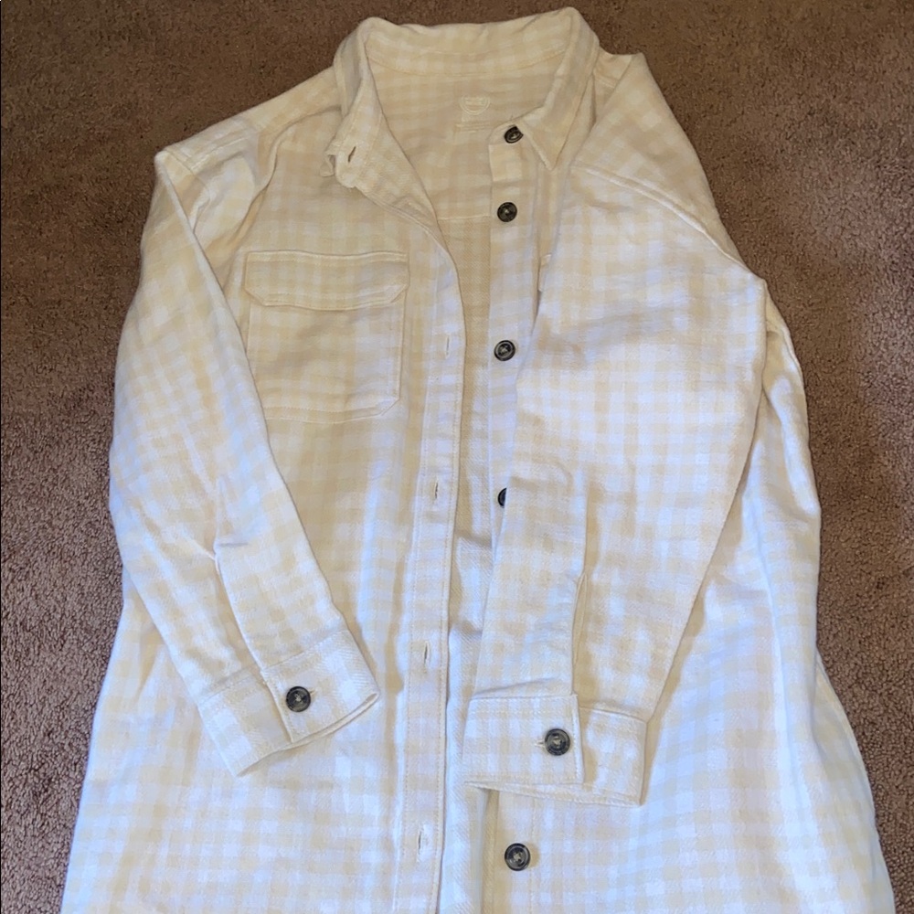 Walmart Girl's Beige Plaid Button Down Shirt